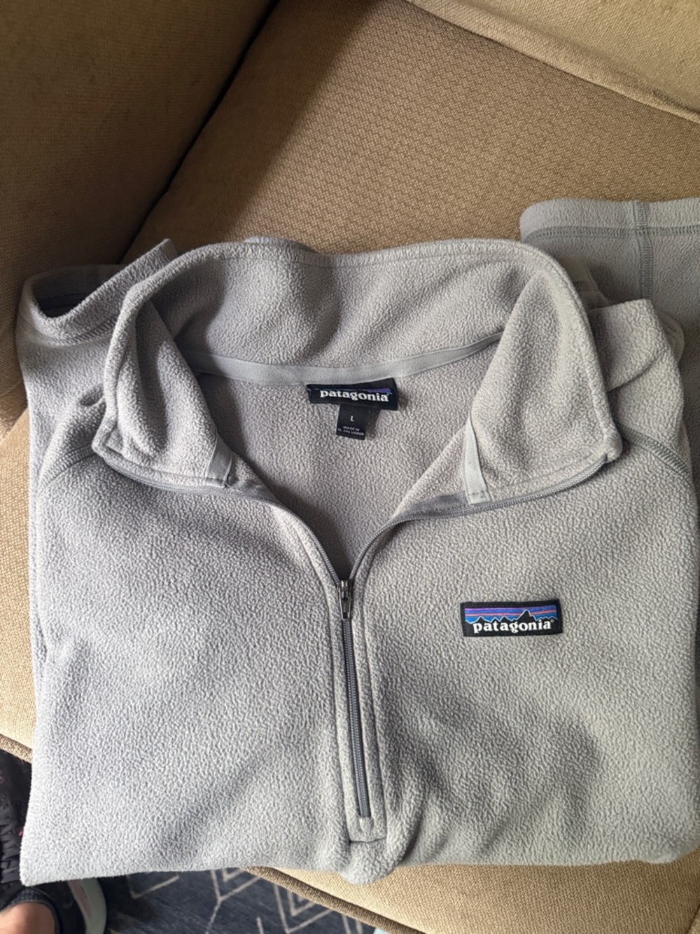 Patagonia Light Gray Quarter-Zip Fleece Pullover